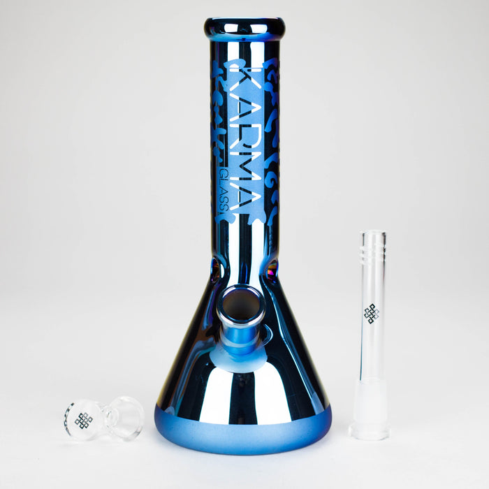 Karma | 9" Beaker Blue Metallic Glass Bong Glass Bong Maq Distributors