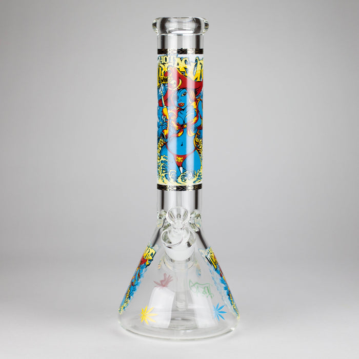 14" 7 mm Glass Bong With Pirate Design Glass Bong 777 Smoke