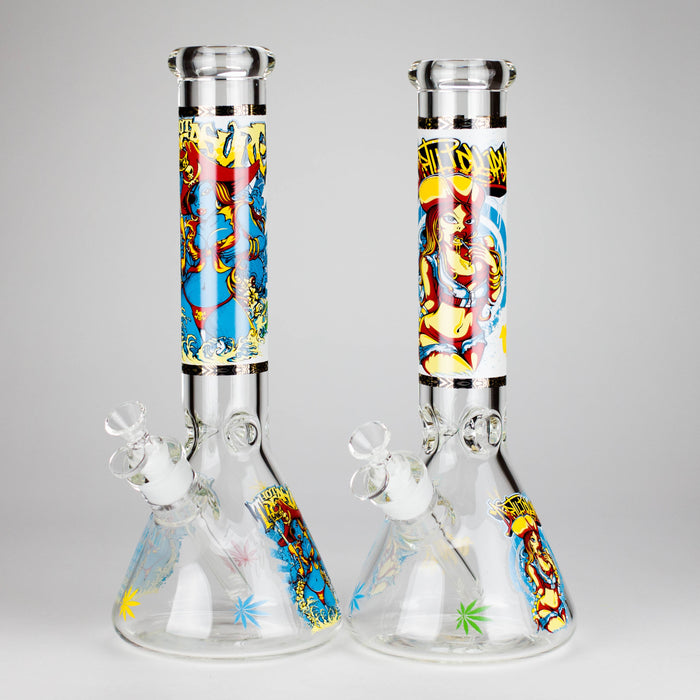 14" 7 mm Glass Bong With Pirate Design Glass Bong 777 Smoke