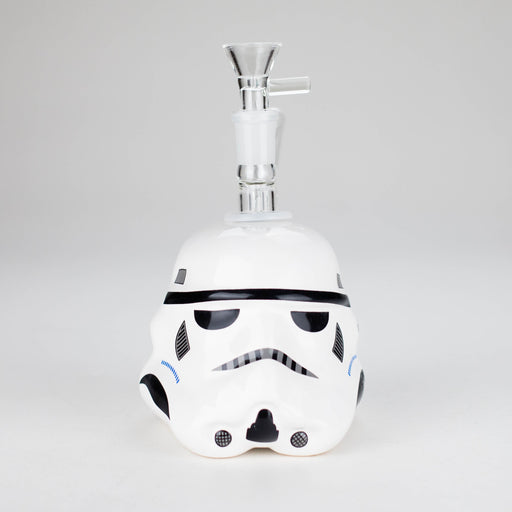 7.35" Evil Face Ceramic Bong – Helmet-Inspired Retro Design [ES086WP] Ceramic Bong Canadian Distributor