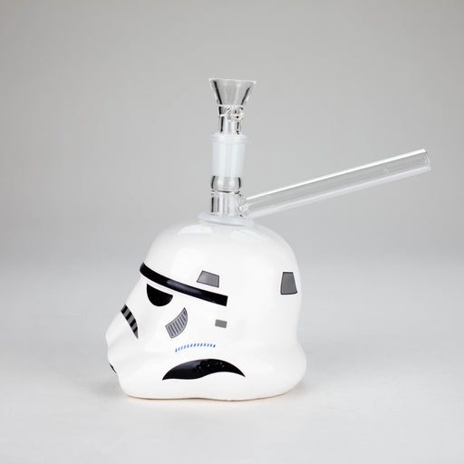 7.35" Evil Face Ceramic Bong – Helmet-Inspired Retro Design [ES086WP] Ceramic Bong Canadian Distributor