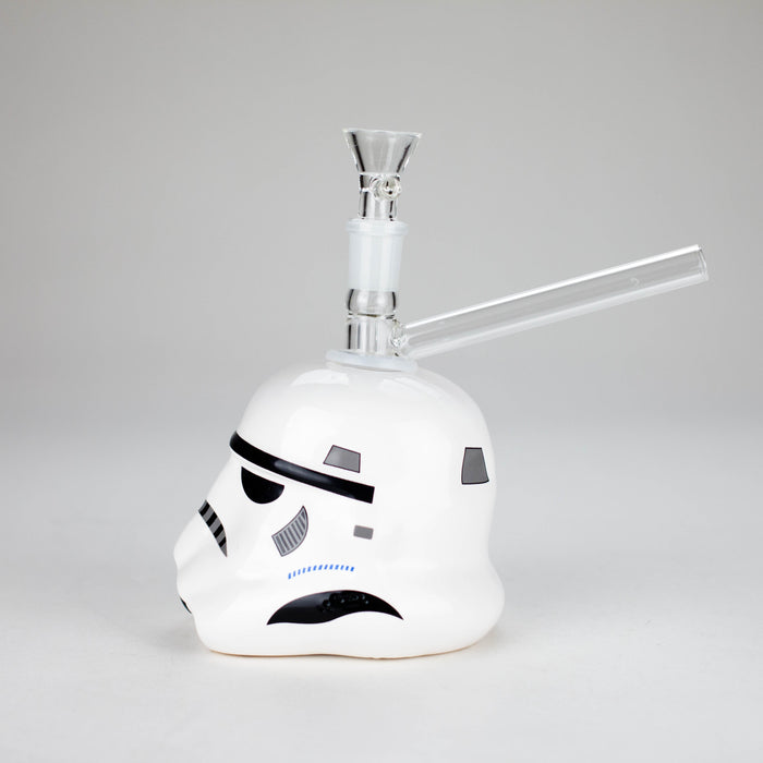 7.35" Evil Face Ceramic Bong – Helmet-Inspired Retro Design [ES086WP] Ceramic Bong Canadian Distributor