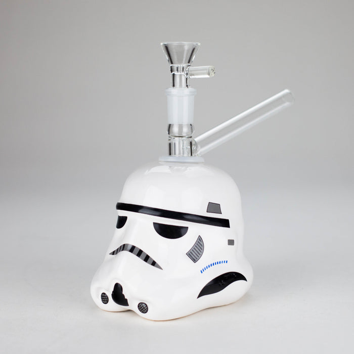 7.35" Evil Face Ceramic Bong – Helmet-Inspired Retro Design [ES086WP] Ceramic Bong Canadian Distributor