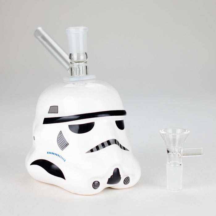 7.35" Evil Face Ceramic Bong – Helmet-Inspired Retro Design [ES086WP] Ceramic Bong Canadian Distributor