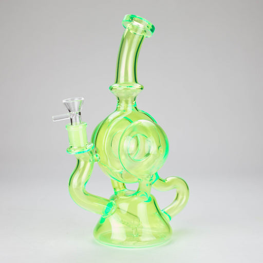 11″ Slim Green Recycler Glass Bong [C8033] Glass Bong Canadian Distributor