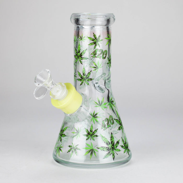 8" Soft glass beaker water bong [M08407] Glass Bong Canadian Distributor Green
