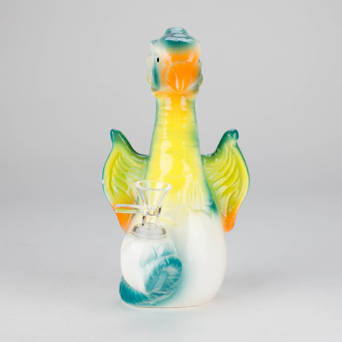 8" Folky Bird Design Ceramic Bong – Artistic Handcrafted Style [ES088WP] Ceramic Bong Canadian Distributor