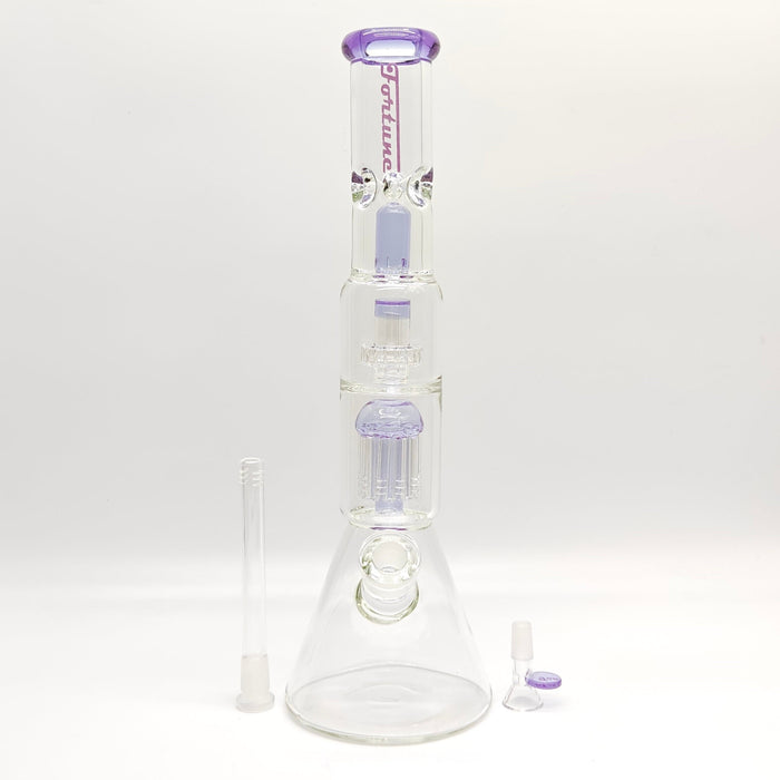 Fortune | 16" 7mm Double-Disk Percolator Beaker [1650PC-PK] Glass Bong Fortune