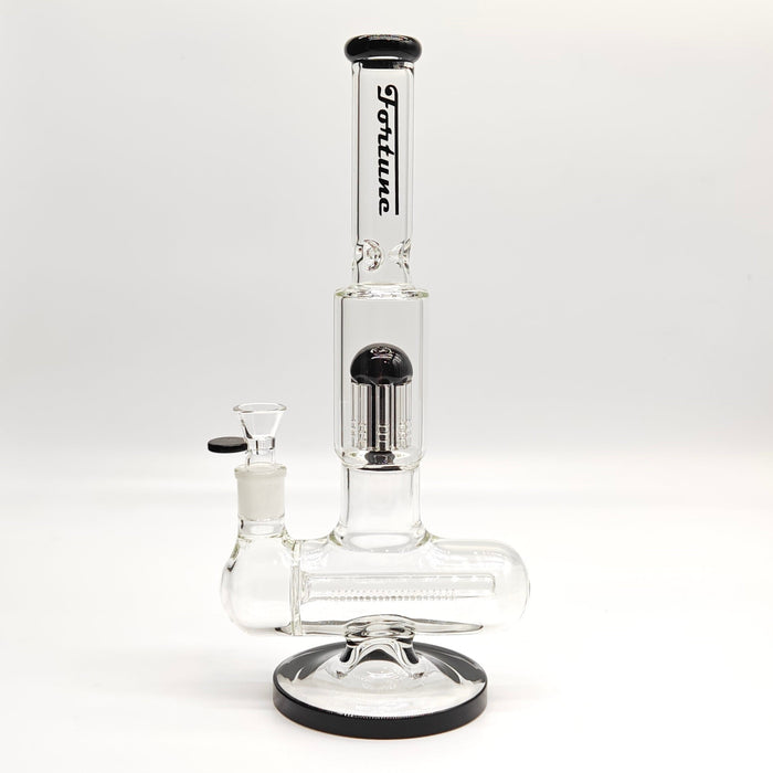 Fortune | 14" Double Inline Stemless to Grid Percolator Bong [1450PC] Glass Bong Fortune Black