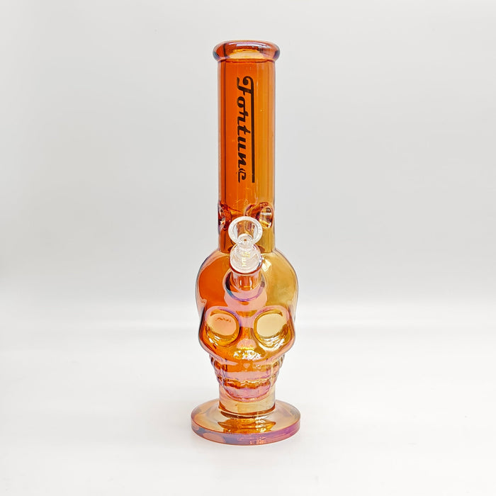 Fortune | Electroplated Skull 14" 7mm Glass Bong [SK144407E] Glass Bong Fortune B-Brown