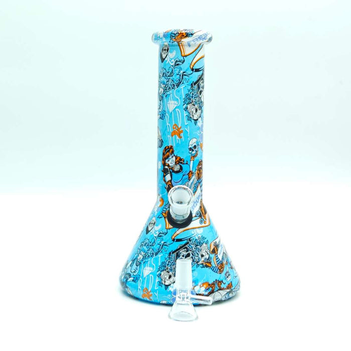 10" 5mm Hydrographic Cartoon Beaker-Assorted Design Glass Bong Super Supplys Inc