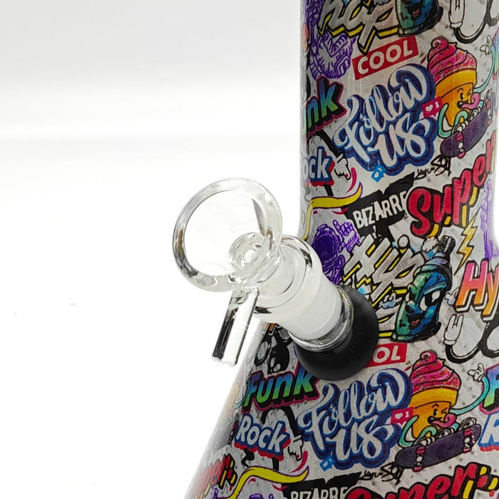 13" 7mm Calavera Hydrographic Glass Bong-Assorted Designs Glass Bong Super Supplys Inc