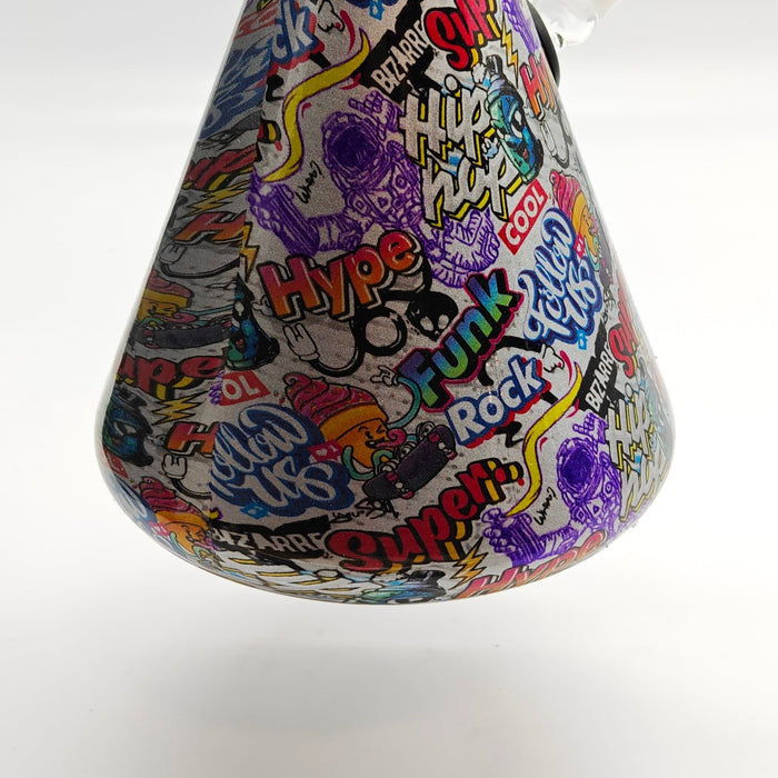 13" 7mm Calavera Hydrographic Glass Bong-Assorted Designs Glass Bong Super Supplys Inc