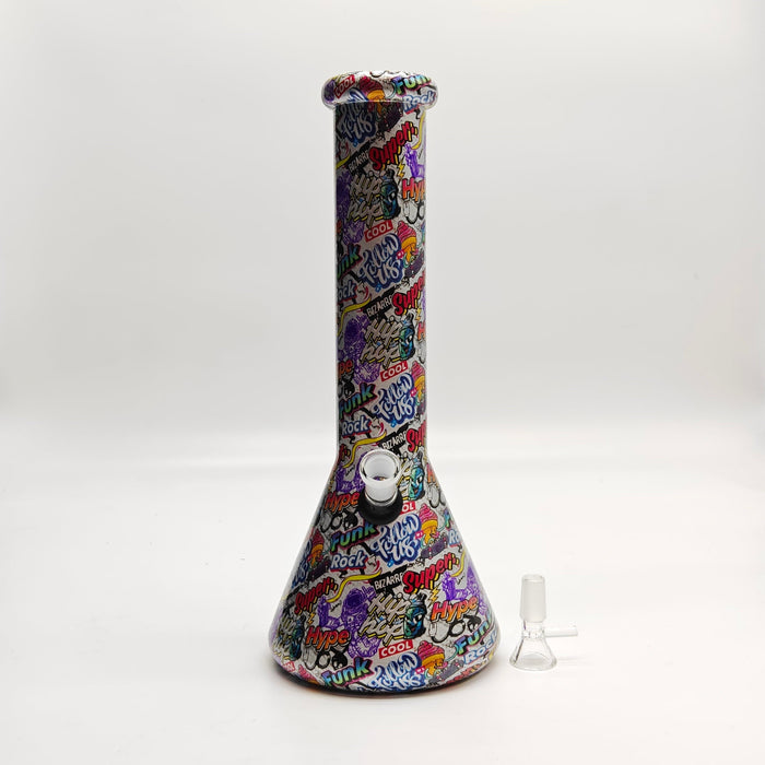 13" 7mm Calavera Hydrographic Glass Bong-Assorted Designs Glass Bong Super Supplys Inc
