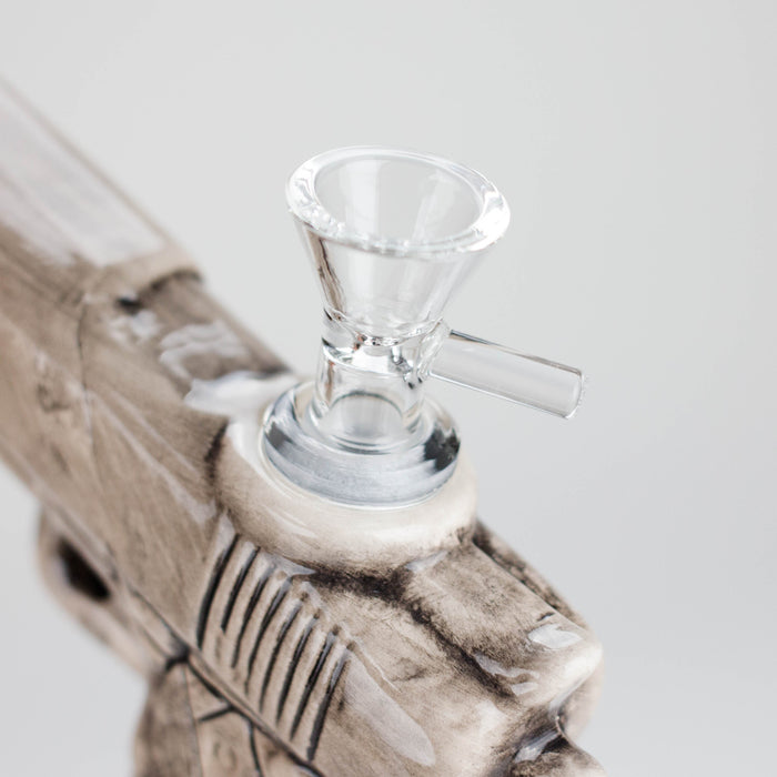 8" Skull Gun Ceramic Bong – Dark Art-Inspired Smoking Piece [ES090WP] Ceramic Bong Canadian Distributor