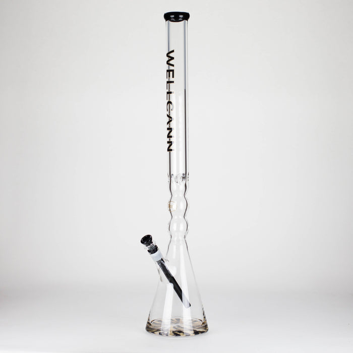 WellCann | 29" Curved Tube Beaker Bong – Heavy-Duty 7mm Glass with Thick Base Glass Bong Smoking Cat Distribution Black