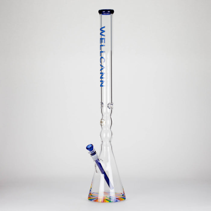 WellCann | 29" Curved Tube Beaker Bong – Heavy-Duty 7mm Glass with Thick Base Glass Bong Smoking Cat Distribution Rainbow