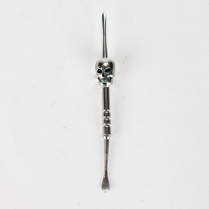 4.7” Stainless Steel Skull Dab Tool [SMKE-104] Cap · Dabber · Insert · Clip · Nail Canadian Distributor Silver