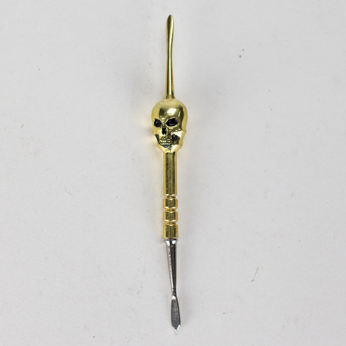 4.7” Stainless Steel Skull Dab Tool [SMKE-104] Cap · Dabber · Insert · Clip · Nail Canadian Distributor Gold