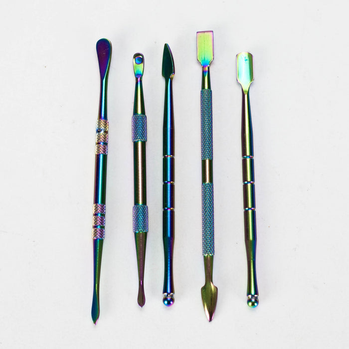 6 Pcs 440 Stainless Steel Dabber Tool Set with silicone jar-Rainbow [SMKE-103] Cap · Dabber · Insert · Clip · Nail Canadian Distributor