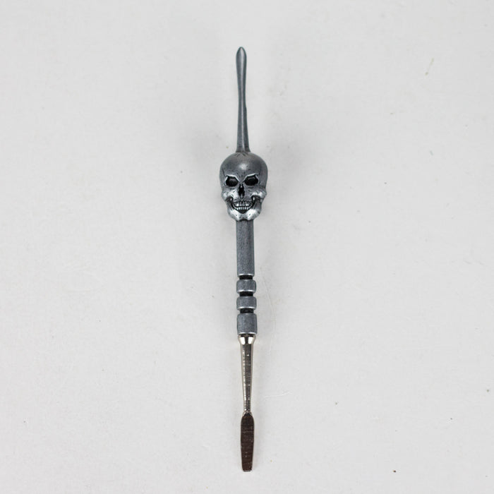 4.7” Stainless Steel Skull Dab Tool [SMKE-104] Cap · Dabber · Insert · Clip · Nail Canadian Distributor Grey