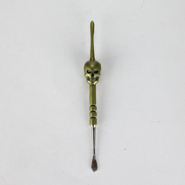 4.7” Stainless Steel Skull Dab Tool [SMKE-104] Cap · Dabber · Insert · Clip · Nail Canadian Distributor Green