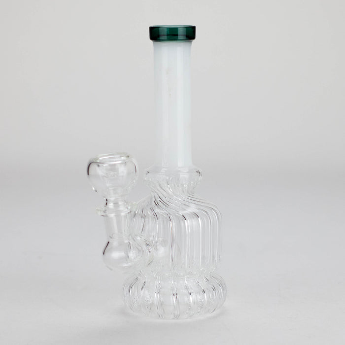 6" Stemless Glass Bong with Water Diffuser – 14mm Bowl Joint Glass Bong Bongzie Smokes White