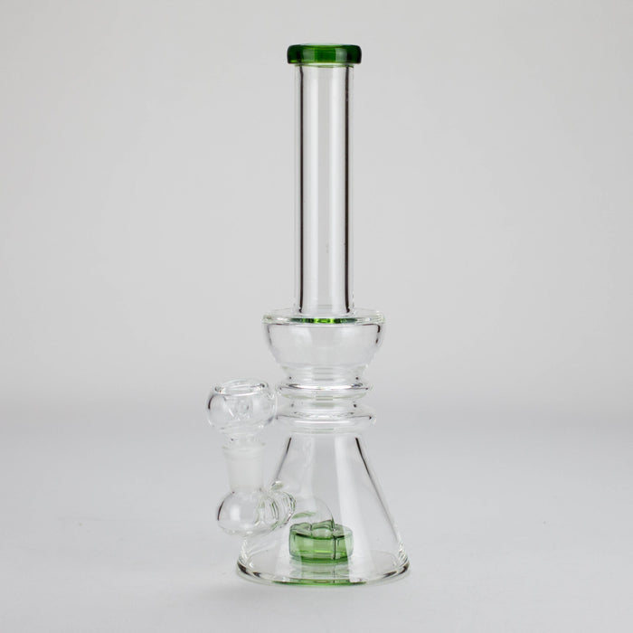 11" Stemless Glass Bong with Diffuser – 14mm Bowl Joint Glass Bong Bongzie Smokes Green