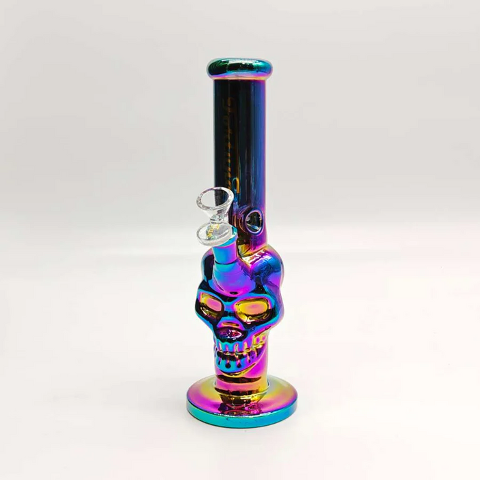 Fortune | Electroplated Skull 10" 5mm Glass Bong [SK105038E] Glass Bong Fortune Rainbow