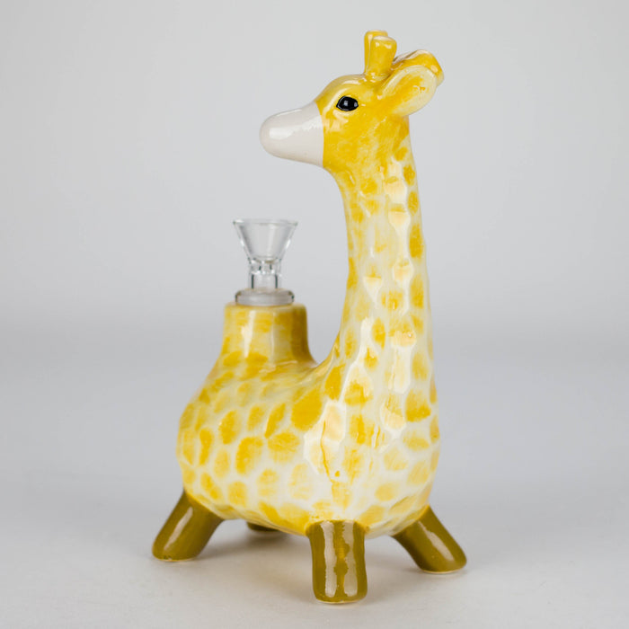 8" Vintage Jerry the Long Neck Ceramic Bong – Playful Giraffe-Inspired Design [ES093WP] Ceramic Bong Canadian Distributor
