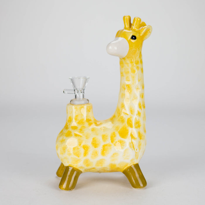8" Vintage Jerry the Long Neck Ceramic Bong – Playful Giraffe-Inspired Design [ES093WP] Ceramic Bong Canadian Distributor