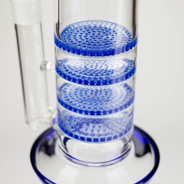 17" Blue Honeycomb Cycler Glass Bong – 4 Honeycomb Diffusers Glass Bong RMG WHOLESALE