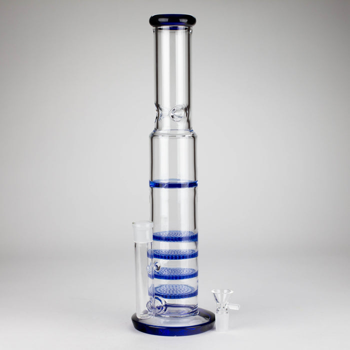 17" Blue Honeycomb Cycler Glass Bong – 4 Honeycomb Diffusers Glass Bong RMG WHOLESALE