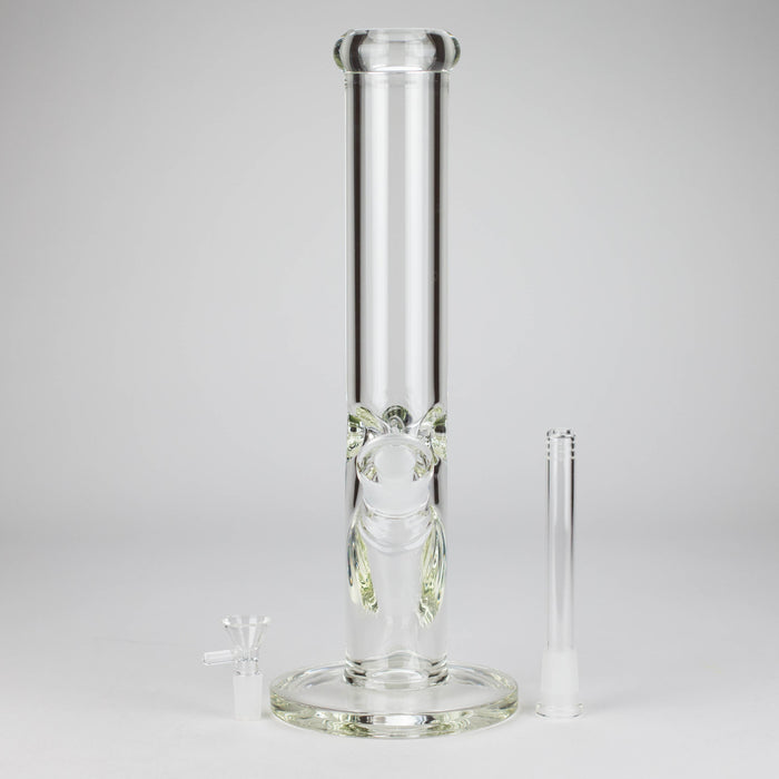 15" Cylindrical Clear Glass Water Pipe – 7mm Thick with Ice Catcher Straight Tube Bong with Wide Base & Deep Bowl Glass Bong RMG WHOLESALE