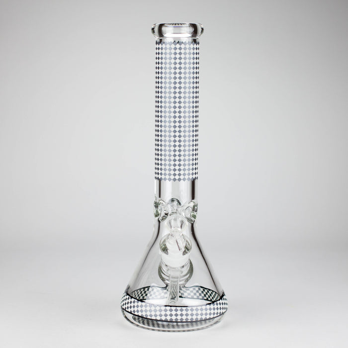 15" Grid Pattern Beaker Bong – Glow in the Dark Glass Bong RMG WHOLESALE