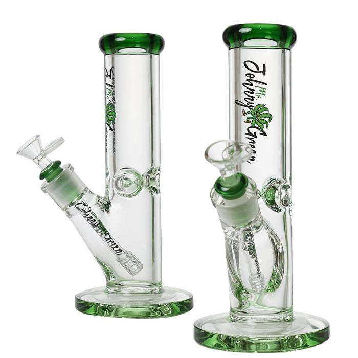 Johnny Green | 10″ 9mm Straight Tube with Grid Percolator Slide – Green (MJG-011) Glass Bong Canadian Distributor