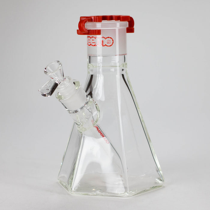 Preemo | 8" Hexagonal Beaker Base – 7mm Thick Geometric Glass [P028] Glass Bong preemo RED