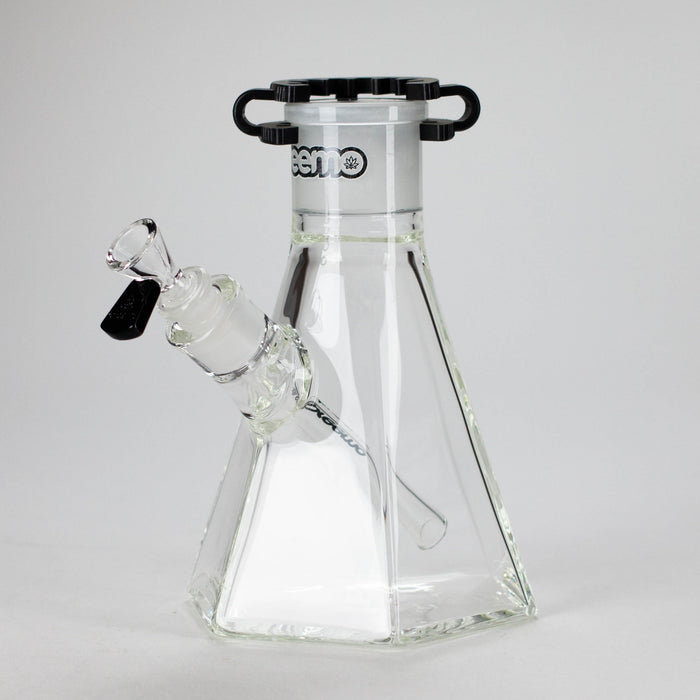 Preemo | 8" Hexagonal Beaker Base – 7mm Thick Geometric Glass [P028] Glass Bong preemo BLACK