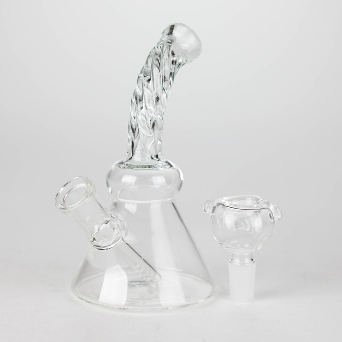 6" Twist Neck Glass Bong with Water Diffuser | 14mm Bowl Joint | Stemless Design Glass Bong Bongzie Smokes