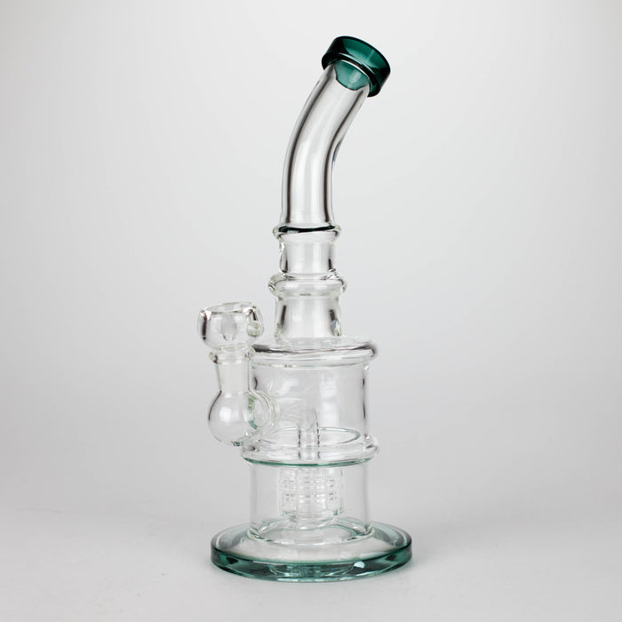 11" Glass Bong with Water Diffuser | 14mm Bowl Joint | Stemless Design Glass Bong Bongzie Smokes Dark Green