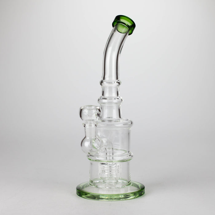 11" Glass Bong with Water Diffuser | 14mm Bowl Joint | Stemless Design Glass Bong Bongzie Smokes Green