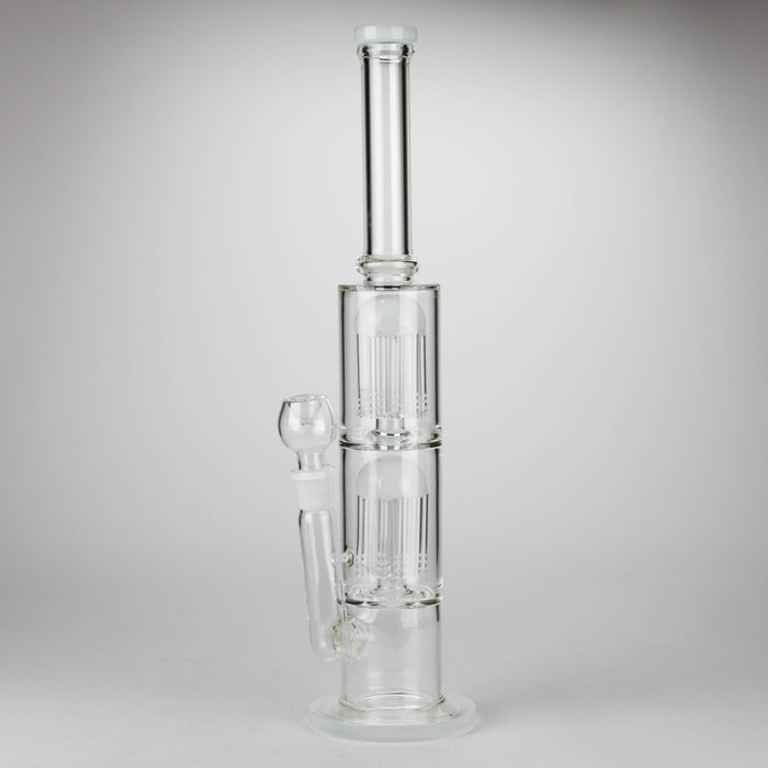 16" Color accented double percolator glass bong Glass Bong Bongzie Smokes WHITE