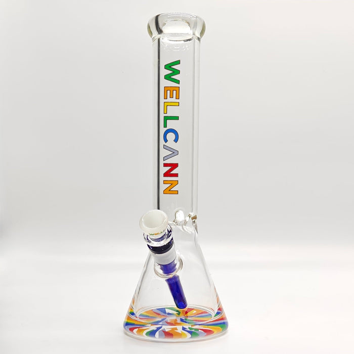 Wellcann | 14" 7mm Psychedelic Thickened Beaker Glass Bong Glass Bong Super Supplys Inc Rainbow