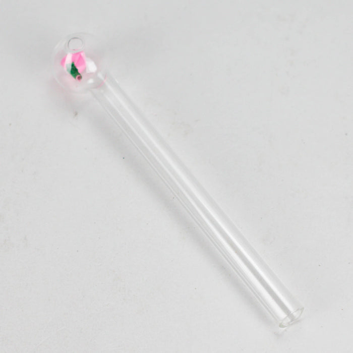 6" Clear Rose Oil Burner Pipe – Durable Glass – 4 Pack Oil Burner RMG WHOLESALE