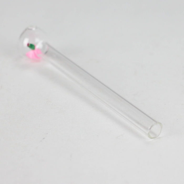 6" Clear Rose Oil Burner Pipe – Durable Glass – 4 Pack Oil Burner RMG WHOLESALE