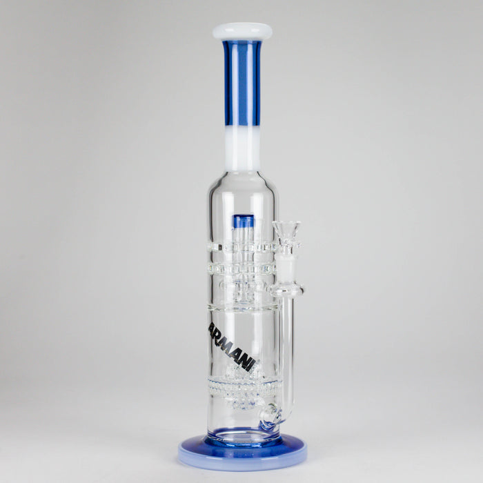 Armani Glass | 16" Double Percolator Bong – Premium Dual-Chamber Water Pipe Glass Bong RMG WHOLESALE