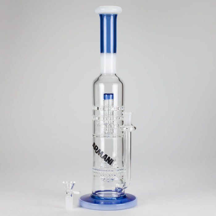 Armani Glass | 16" Double Percolator Bong – Premium Dual-Chamber Water Pipe Glass Bong RMG WHOLESALE Blue