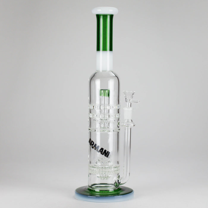 Armani Glass | 16" Double Percolator Bong – Premium Dual-Chamber Water Pipe Glass Bong RMG WHOLESALE Green