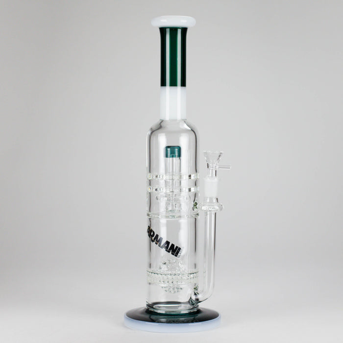 Armani Glass | 16" Double Percolator Bong – Premium Dual-Chamber Water Pipe Glass Bong RMG WHOLESALE Blake Green