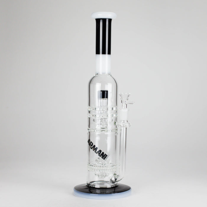 Armani Glass | 16" Double Percolator Bong – Premium Dual-Chamber Water Pipe Glass Bong RMG WHOLESALE Black